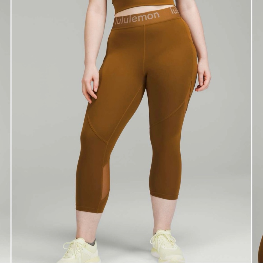 Lululemon Logo Waistband High Rise Training Crop